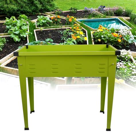 green metal planter box|green outdoor planter pots.